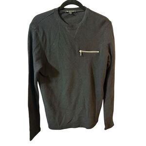 INC Men's Black Long Sleeve T-Shirt S Crew Neck Zippered Pocket
